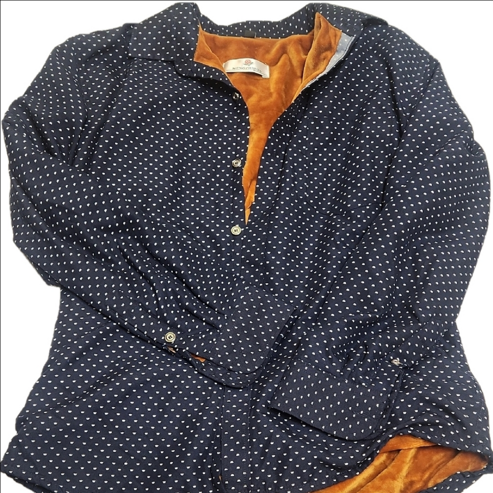 Mens Super soft lined Navy button down, size 41 (8)